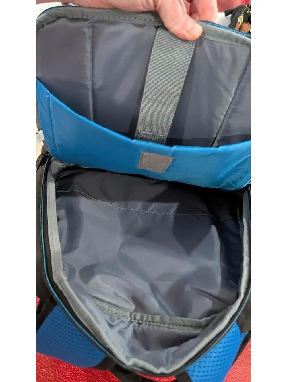 Dell Computer Tek Backpack Black And Blue Bag Organizer Geometric Design